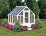 beautiful A-frame greenhouse with white finish