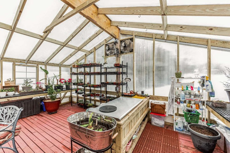 Interior view of double wide greenhouse