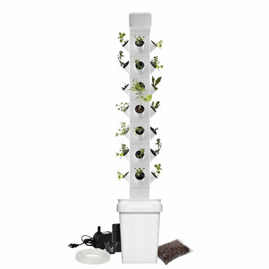 7-tier EXO hydroponic tower kit designed to grow 28 plants, ideal for urban home farming.