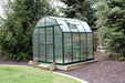 Side perspective of an 8x8 Grandio Elite greenhouse, featuring sturdy construction and weather-resistant materials, perfect for year-round plant cultivation.