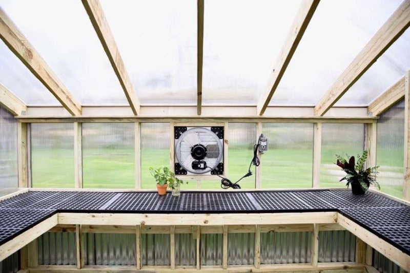 Interior view of Lean to greenhouse